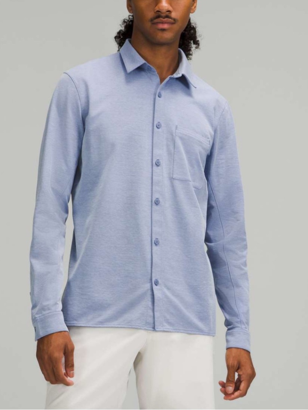 Lululemon Commission Long Sleeve Shirt Blue Sml-Med Casual Classic Stretch